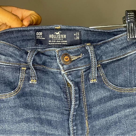 Hollister mid rise jean leggings skinnies distressed dark wash sz 00r 23 - Picture 4 of 6